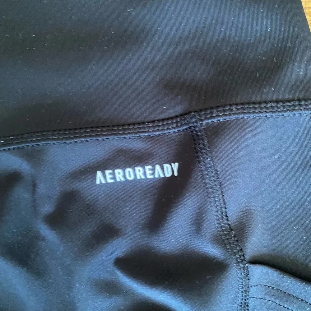 Adidas Black AEROREADY Leggings High Waisted Reflective Stripes Women’s M - Picture 5 of 7